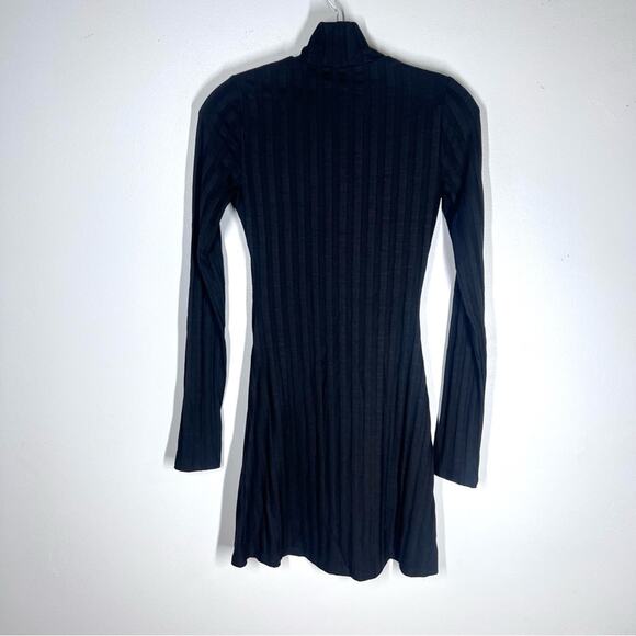 Reformation Sz XS Libra Ribbed Knit Dress Long Sleeve Black - Picture 3 of 7